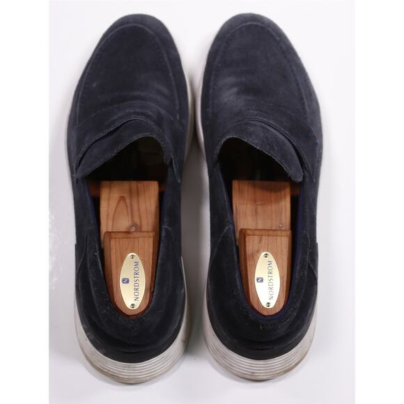 Wolf & Shepherd Navy Blue Suede Crossover Penny Loafers Mens US 12 M - Picture 5 of 11